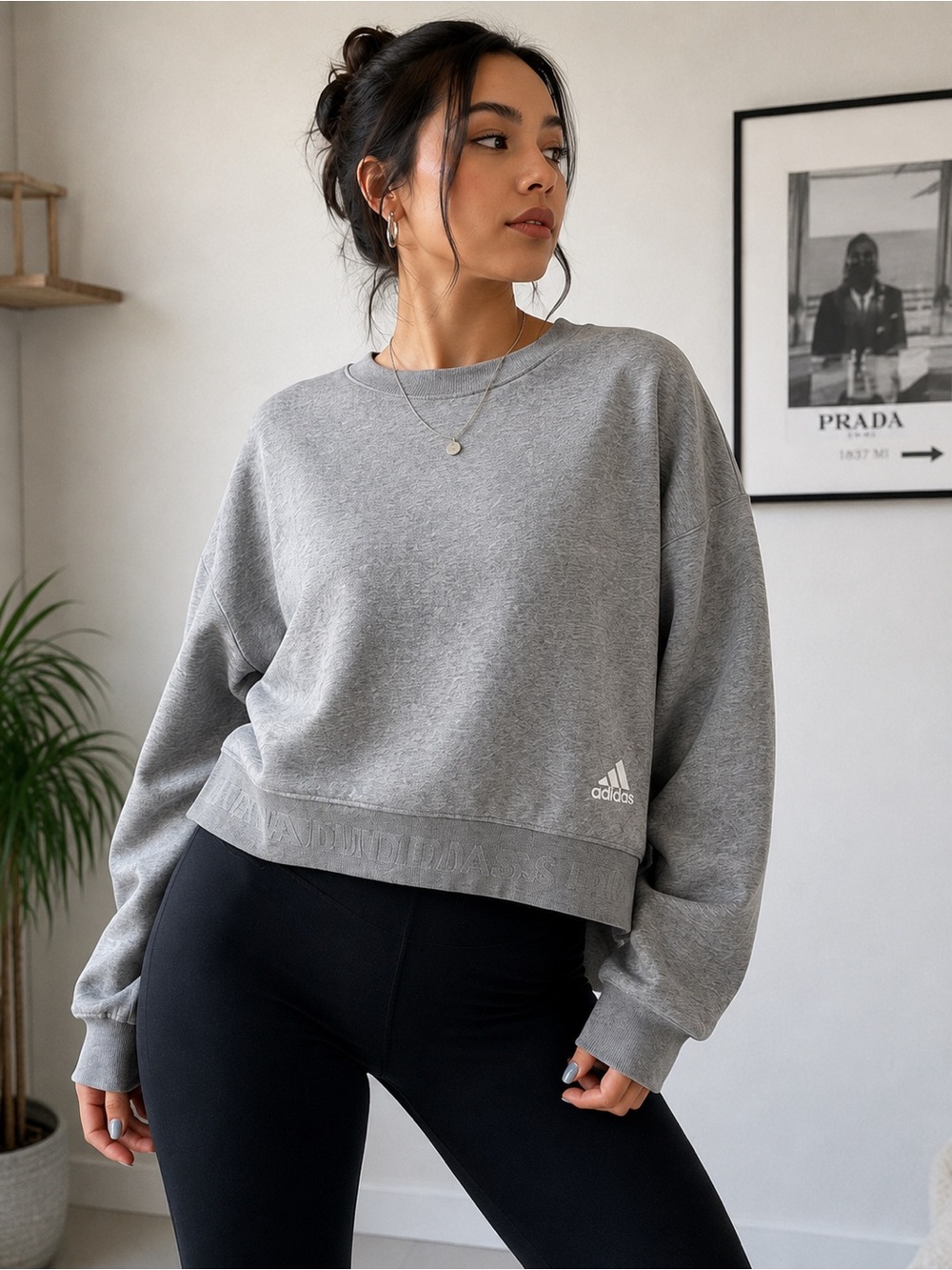 Adidas Shanghai to London Sweatshirt Gray Oversized Boxy Small